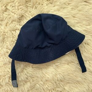 Navy Blue Reversible Blue and White Stripes Toddler Kids Bucket Hat 12-24 Months
